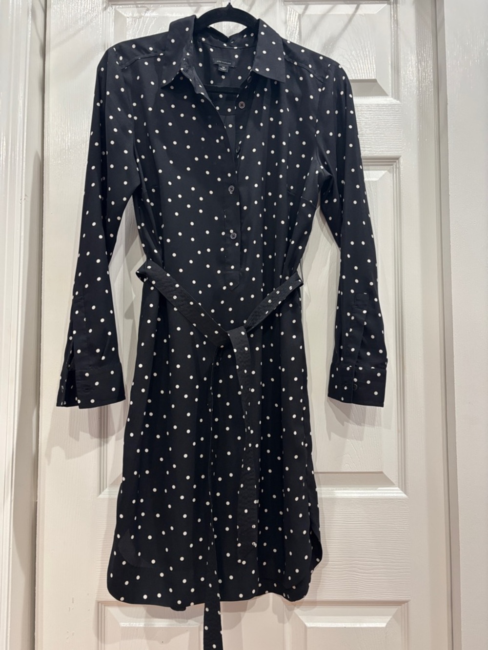Ann Taylor Black and White Polka Dot Shirt Dress